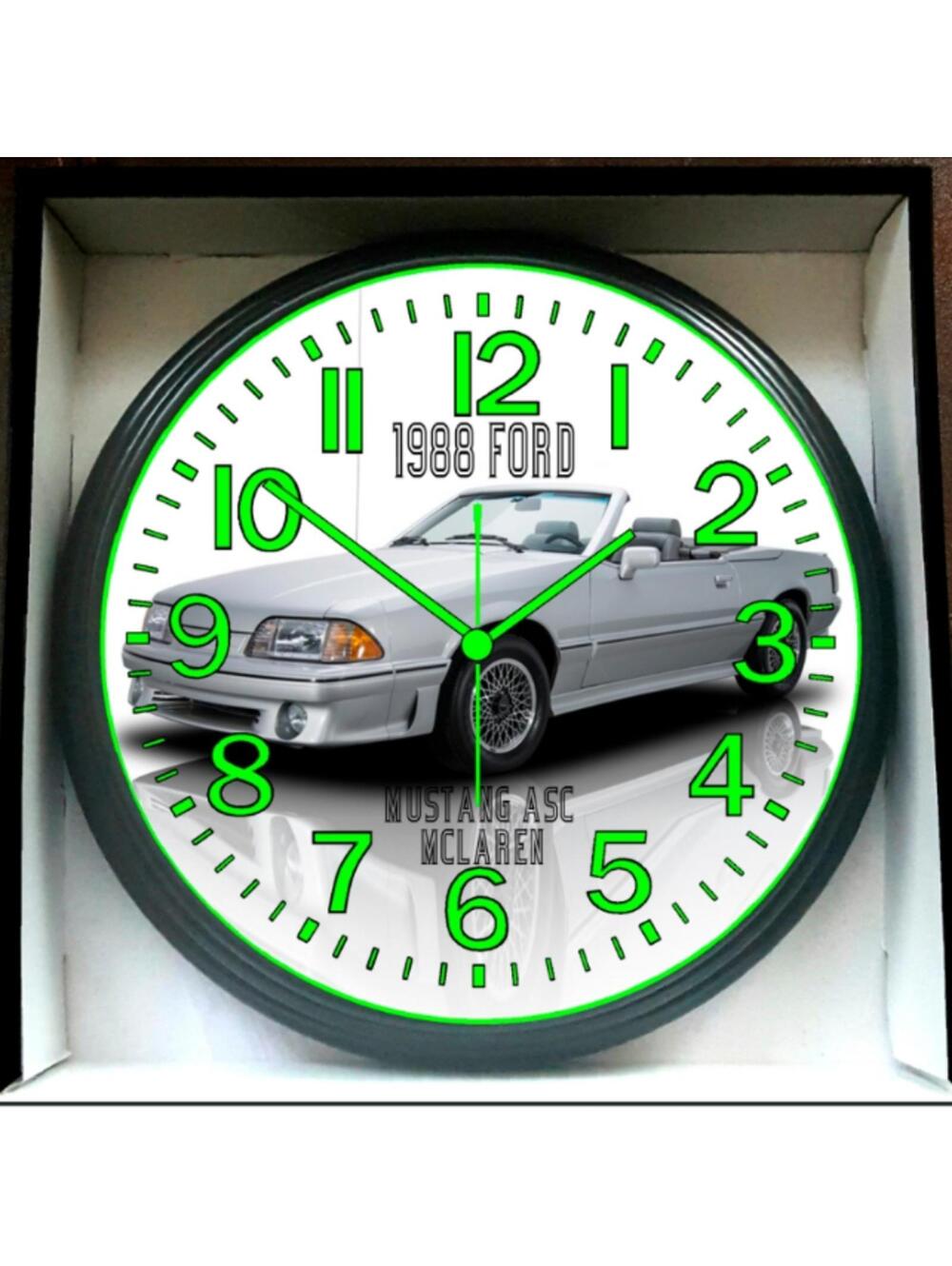 1988 Ford Mustang McLaren Glow In The Dark Wall Clock New!
